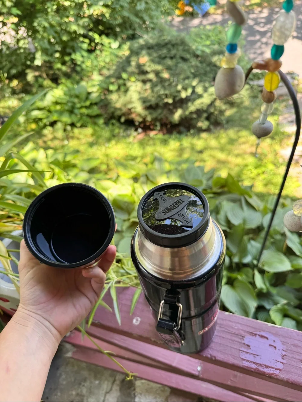 Thermos Black Glossy Stainless Lid Bottle